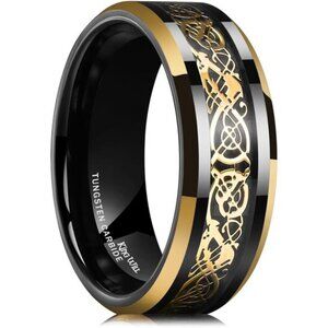 7mm 8mm Black Mens Wood Ceramic Ring Wedding Band Polished Finish Brown Wood
